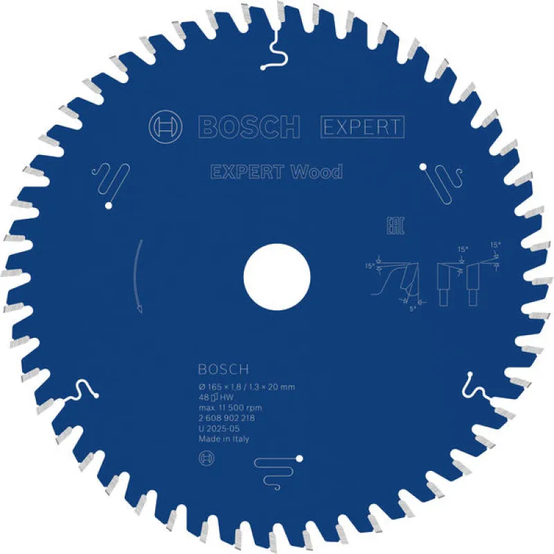 BOSCH Expert for Wood körfűrészlap 165 × 1,8/1,3 × 20 mm, T48 2608902218 - Expressz kézbesítés